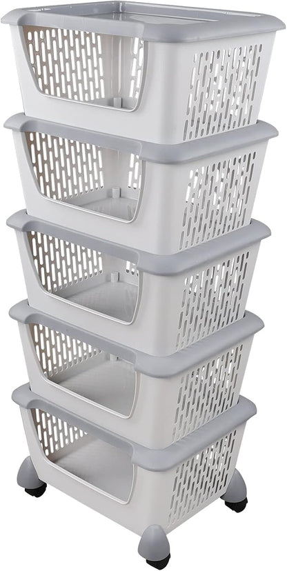 5-Tier Stacking Storage Basket Tower by Tstorage