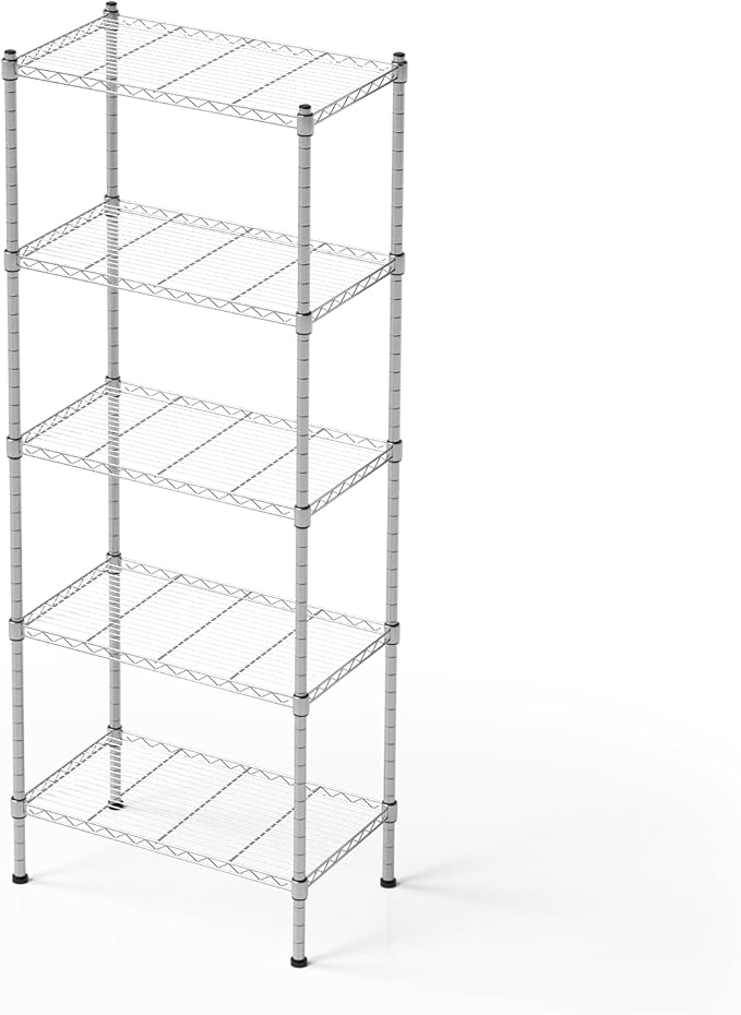 5 Tier Shelving Unit, 176 LBS Per Shelf Height Adjustable Narrow Storage Shelves by FUXRYTH
