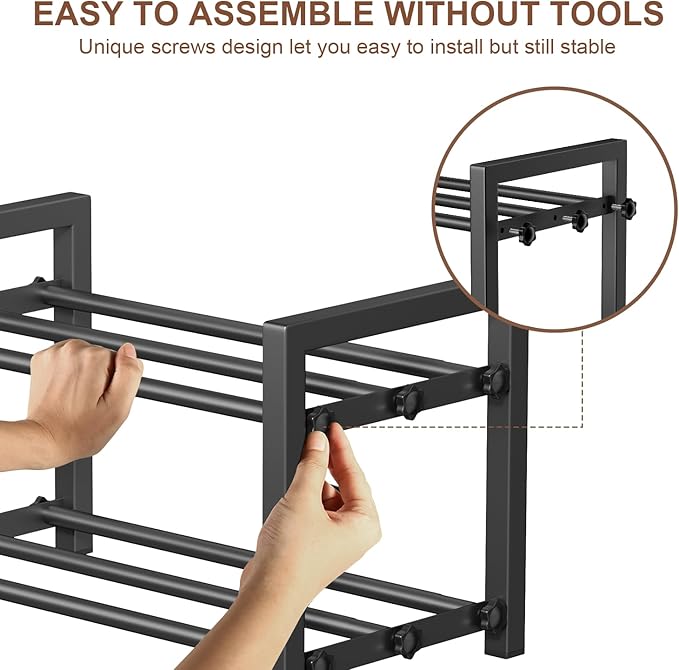 2-Tier Expandable Shoe Rack, Adjustable Shoe Shelf Storage Organizer Heavy Duty - Image 5