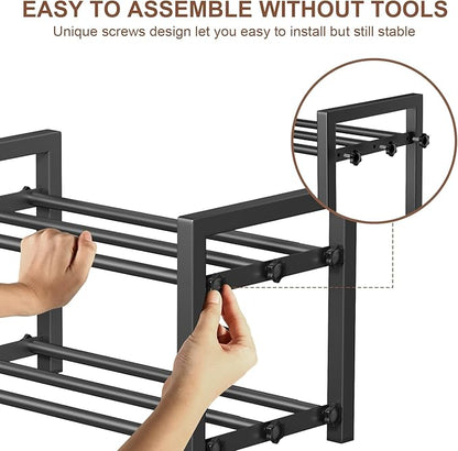 2-Tier Expandable Shoe Rack, Adjustable Shoe Shelf Storage Organizer Heavy Duty - Image 5