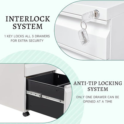 Letaya 3 Drawer Mobile File Cabinet - Image 7