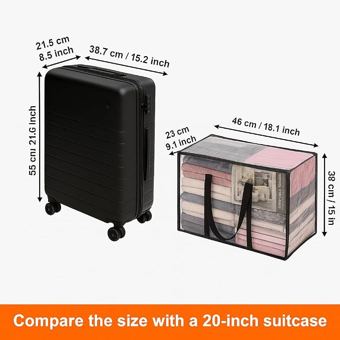 Vieshful 3 Pack Clear Clothes Storage Bag, 40L Plastic Blanket Storage Bag - Image 3