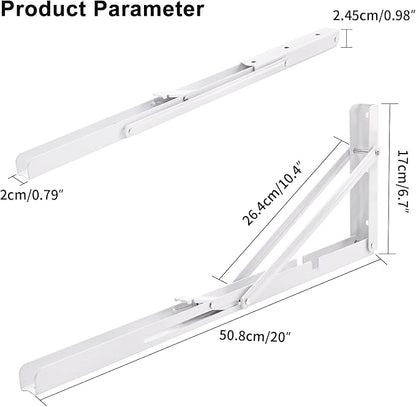 YUMORE White Folding Shelf Brackets, 20 Inch Heavy Duty L Bracket, DIY - Image 2