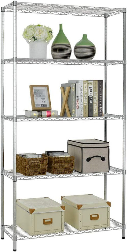 PayLessHere | 5-Tier Wire Shelf | 36"x14"x72" | Black | Heavy-Duty Storage by BestOffice