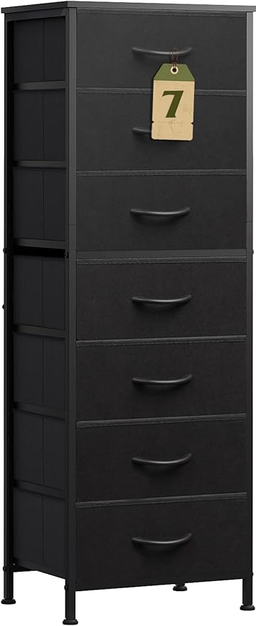 WLIVE Black Tall Dresser for Bedroom, 7 Drawer Dressers & Chests of Drawers by WLIVE