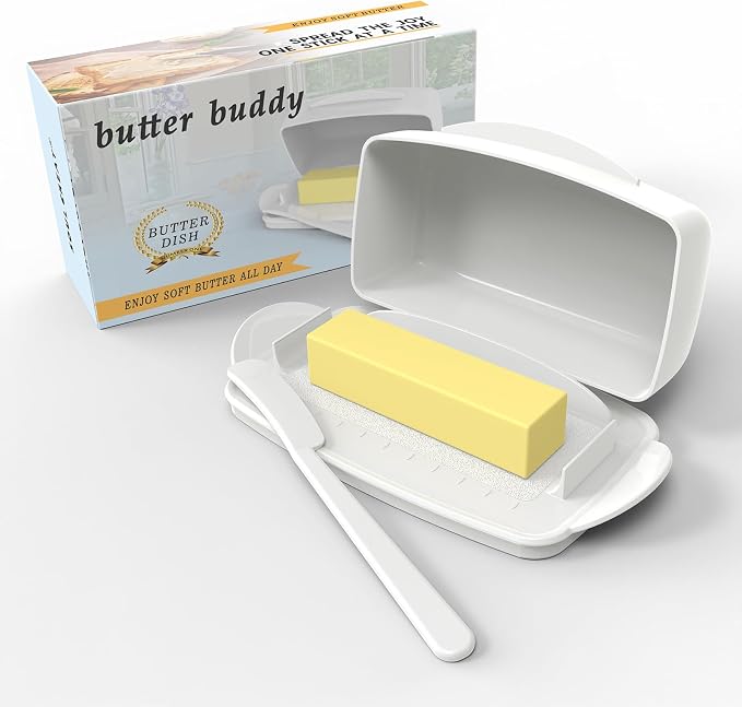 Butter Dishes with Lid for Countertop Refrigerator, Plastic Butter Dish Flip by SoulCreat
