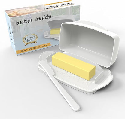 Butter Dishes with Lid for Countertop Refrigerator, Plastic Butter Dish Flip by SoulCreat