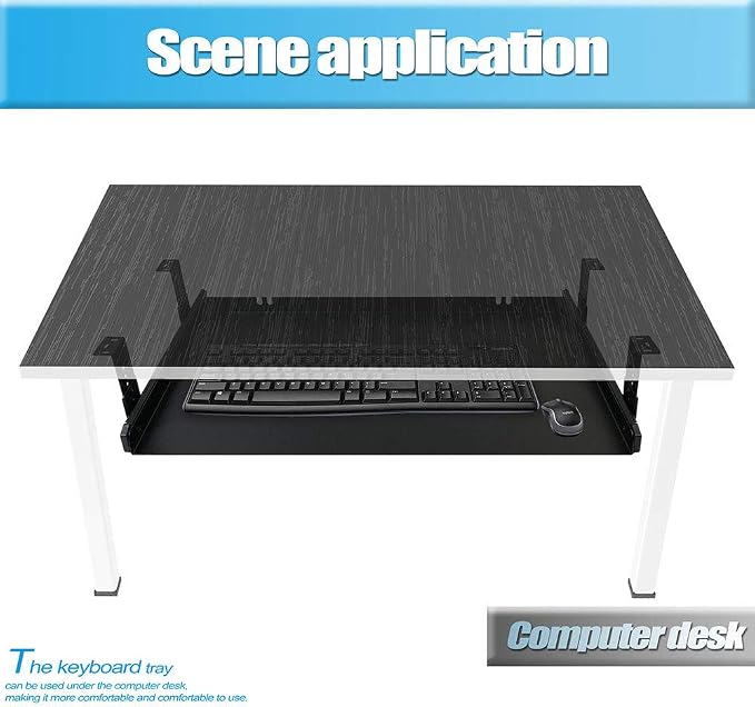 FRMSAET Under Desk Keyboard Tray Heavy-Duty All-Metal Material 20/24/30 inches - Image 6