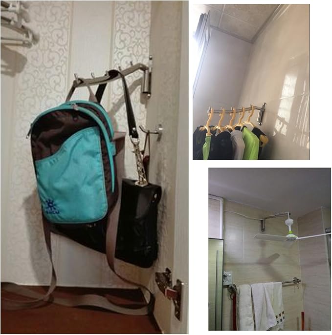 Sumnacon Wall Mounted Clothes Hanger Rack, Stainless Steel Garment Hooks - Image 7