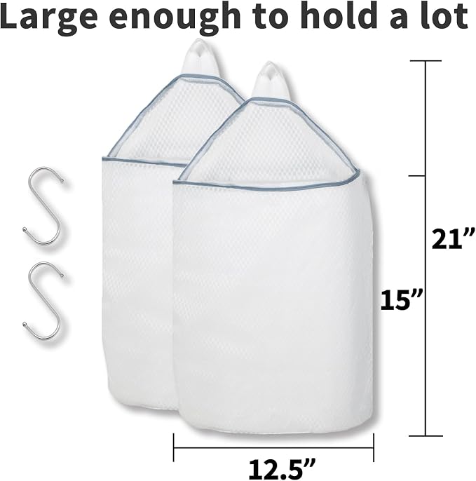 2Pcs Mesh Hanging Laundry Bags for Washing Machine, 15 X 12 inch Wash Bag for - Image 2