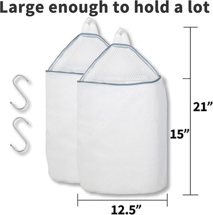 2Pcs Mesh Hanging Laundry Bags for Washing Machine, 15 X 12 inch Wash Bag for - Image 2