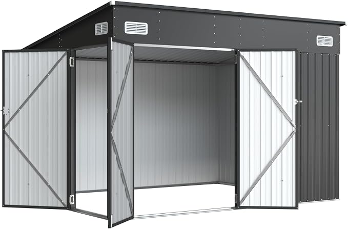 Aoxun 9.4'x7.3' Triple Door Shed Outdoor Storage Shed - Image 9