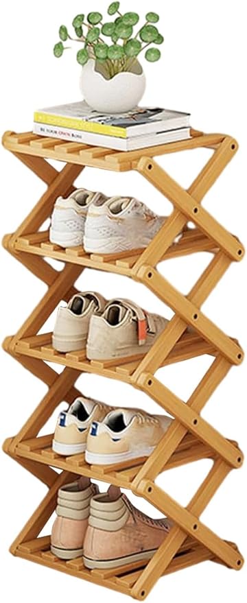 YYW Bamboo Shoe Rack for Entryway, Installation-Free and Foldable Vertical Shoe by YYW