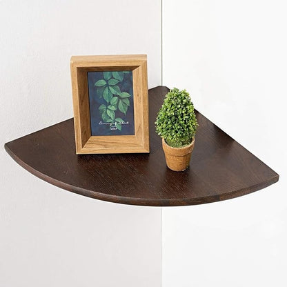 Corner Shelf, 12inch Walnut Solid Wood Floating Corner Shelves Wall Mount Round by Coamily