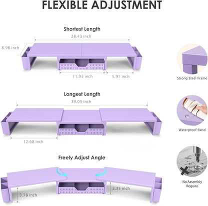 OPNICE Purple Desk Organizers and Accessories, Dual Computer Monitor Stand Riser - Image 3
