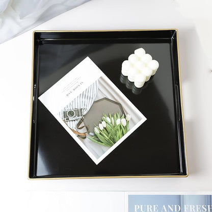 Spsyrine Black Decorative Tray for Living Room, Square Modern Plastic Coffee - Image 6