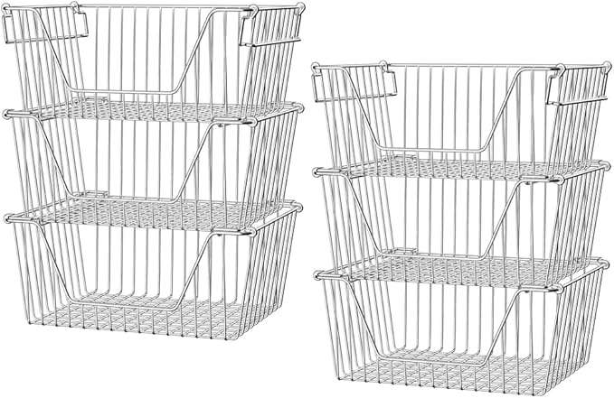 Slideep Stackable Storage Baskets Stainless Steel Cabinet Organizer Sturdy by WelcometotheSlideep