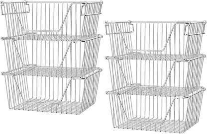 Slideep Stackable Storage Baskets Stainless Steel Cabinet Organizer Sturdy by WelcometotheSlideep