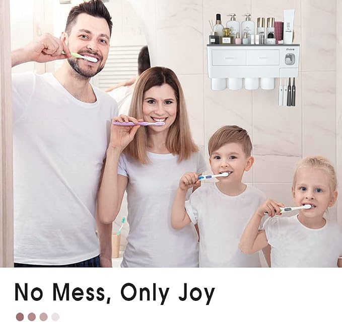 iHave Toothbrush Holders for Bathrooms, 4 Cups Toothbrush Holder Wall Mounted - Image 7