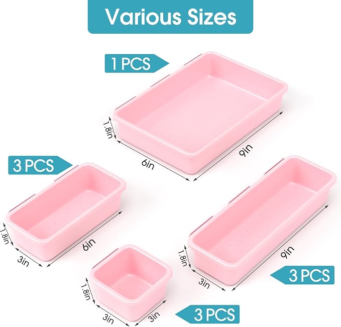 10 PCS Drawer Organizer Set, 4 Size Makeup Drawer Divider Organizer - Image 2