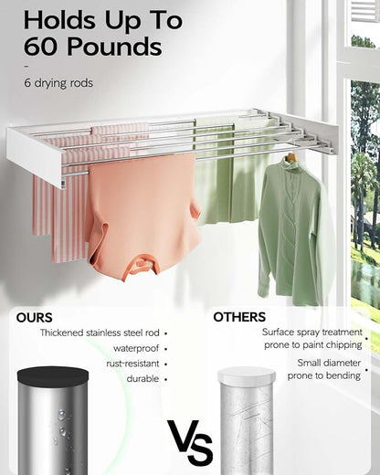 Wall Mounted Clothes Drying Rack 40 inches, Foldable Wall Mount Laundry Rack - Image 5