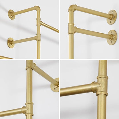 Modern Simple Industrial Pipe Double Hanging Rods Clothing Rack, Clothes Rack - Image 5