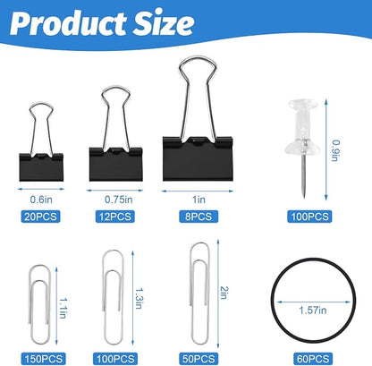 500 PCS Paper Binder and Clips Assorted Sizes Set, Office Supplies - Image 5