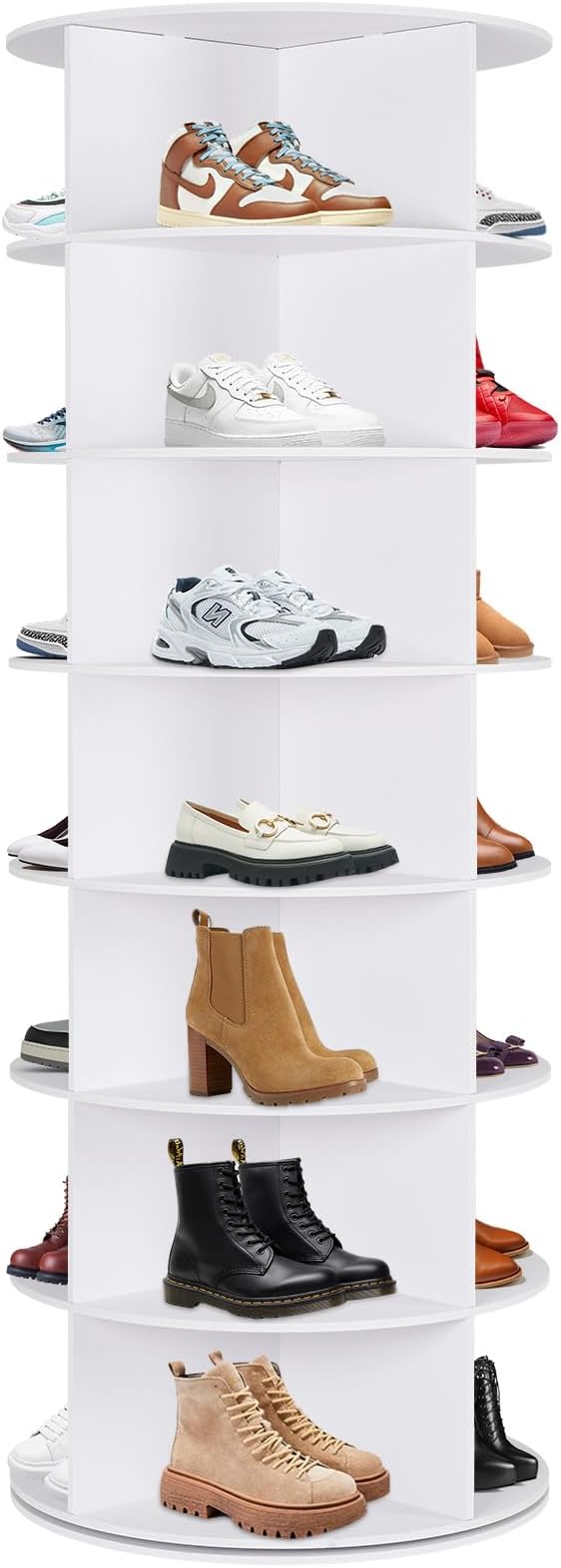 7-Tier Rotating Shoe Rack, 28-Pair 360° Revolving Shoe Storage Tower | 23.6 in by Unknown