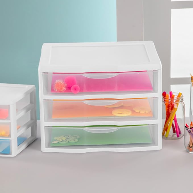 Sterilite 6-Pack Wide 3 Drawer Unit, Plastic Desktop Organizer - Image 7