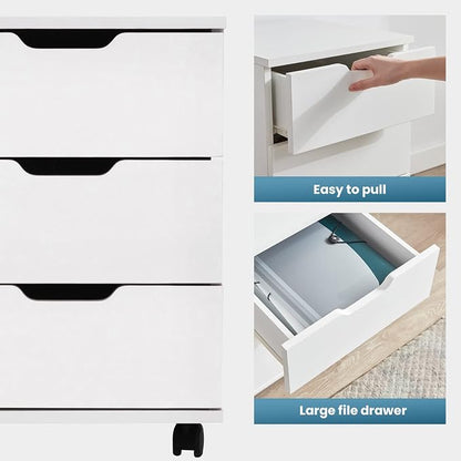 Farini Mobile File Cabinet for Home Office, 3 Drawer Chest Wood, Drawers Unit - Image 5