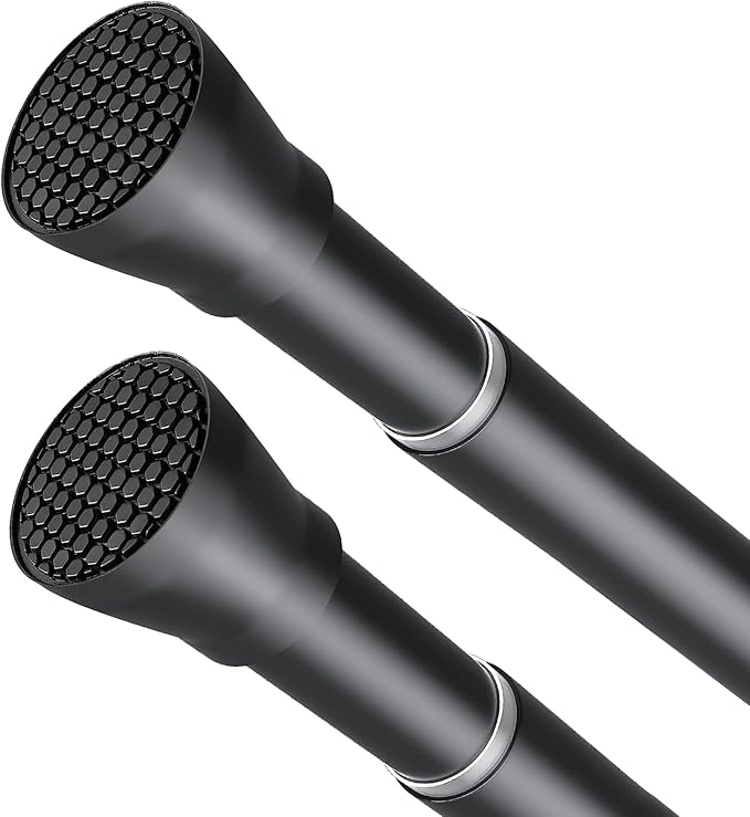 Shower Curtain Rod Black Tension Rod 45 to 77 Inch 2PCS Spring Curtain Rod by ZipGloTensionRod