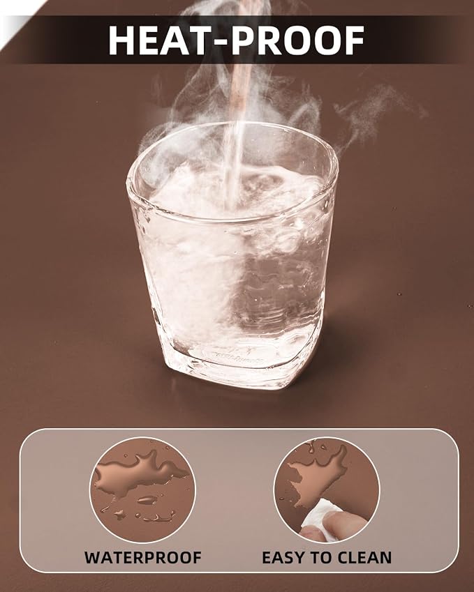 Leather Desk Pad Protector, Mouse Pad, Non-Slip PU Leather Desk Blotter - Image 5