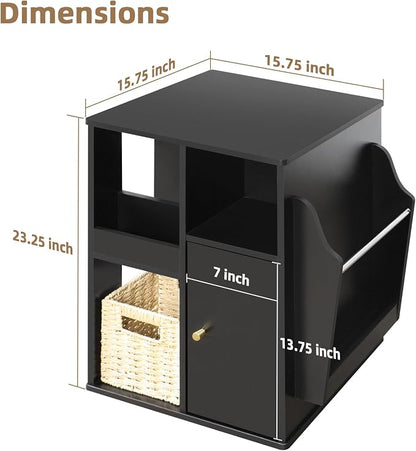 Square Rotating End Table with Storage, Cabinet and Multiple Storage, Swivel - Image 2