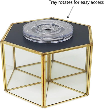 Isaac Jacobs 6-Compartment Rotating Makeup Brush Holder, 360 Degree Acrylic - Image 2