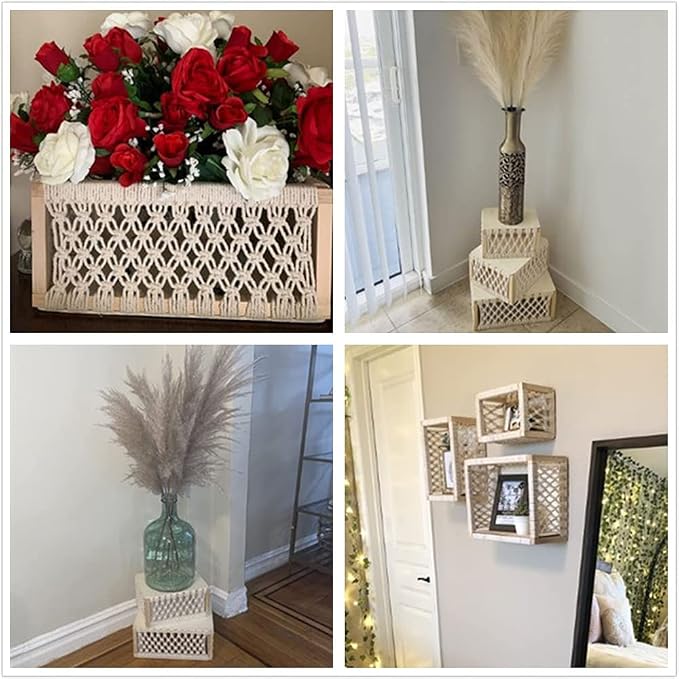 Macrame Baskets for Storage Set of 3, Perfect Pampas Grass Holder - Image 2