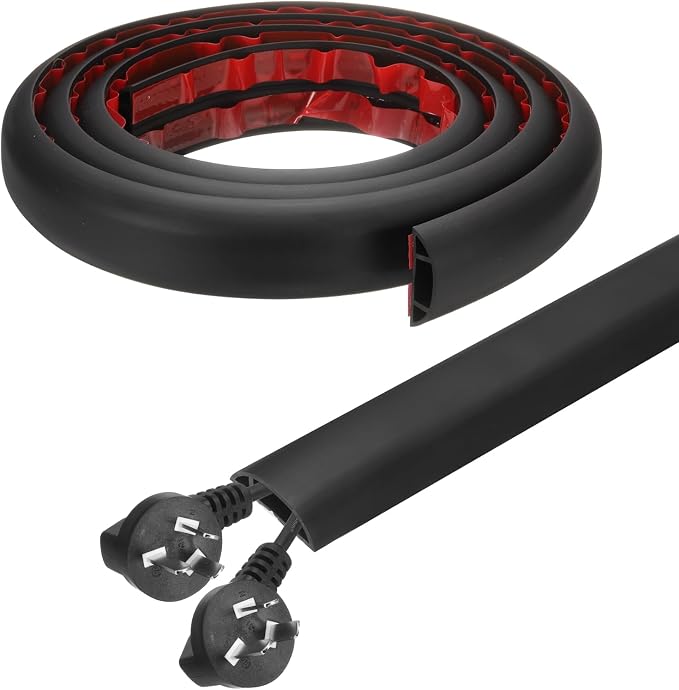HARFINGTON 6ft Cord Cover Floor W0.6 x H0.33 Inner Channel PVC Hide Extension by HARFINGTON