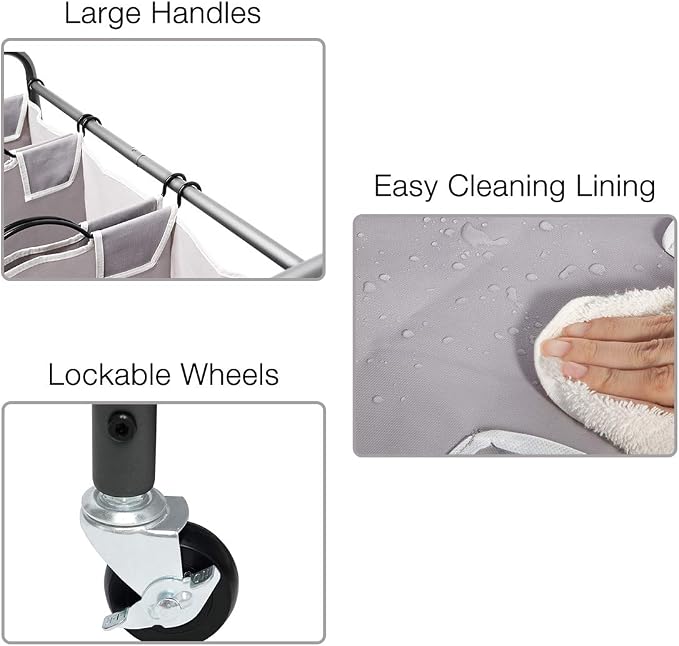 STORAGE MANIAC 4 Section Laundry Sorter and Replacement Bag 2 Pack, Rolling - Image 7