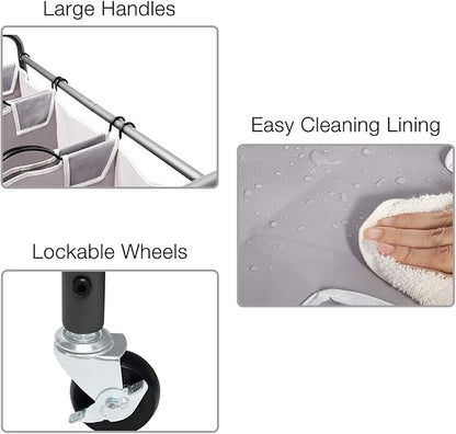 STORAGE MANIAC 4 Section Laundry Sorter and Replacement Bag 2 Pack, Rolling - Image 7