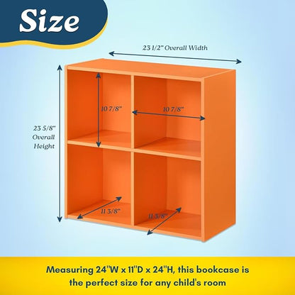 KB Designs - Orange 4 Cube Storage Organizer Book Shelf, Toy Storage Organizer - Image 2
