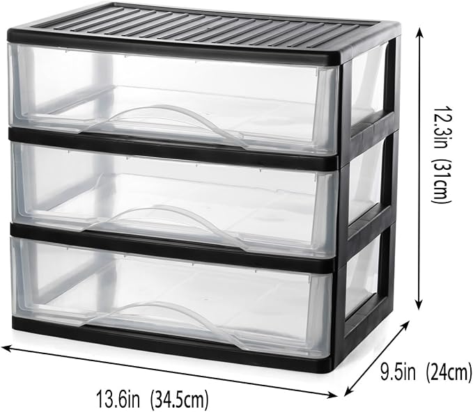 BYCY Medium 3 Drawer Plastic Clear Stacking Desktop Organizer - Image 3