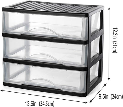 BYCY Medium 3 Drawer Plastic Clear Stacking Desktop Organizer - Image 3
