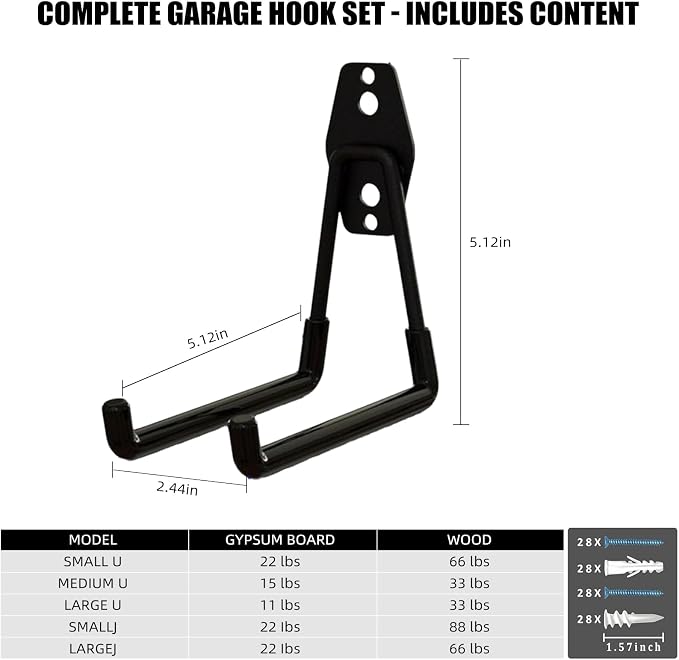 Garage Hooks, 6 Pack Medium Square Wall Hooks - Image 2