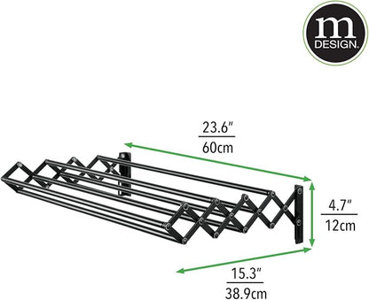 mDesign Steel Wall Mount Accordion Expandable Retractable Clothes Air Drying - Image 3