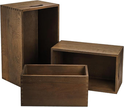Hedume Set of 3 Nesting Wooden Crates, Wood Crate Box - Image 4