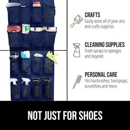 GORILLA GRIP Over the Door Shoe Organizer, 24 Large Breathable Mesh Pockets - Image 7