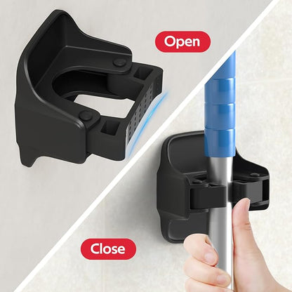 reliahom 10 Pack Broom Holder Wall Mount Mop Grippers No Drilling Self Adhesive - Image 2
