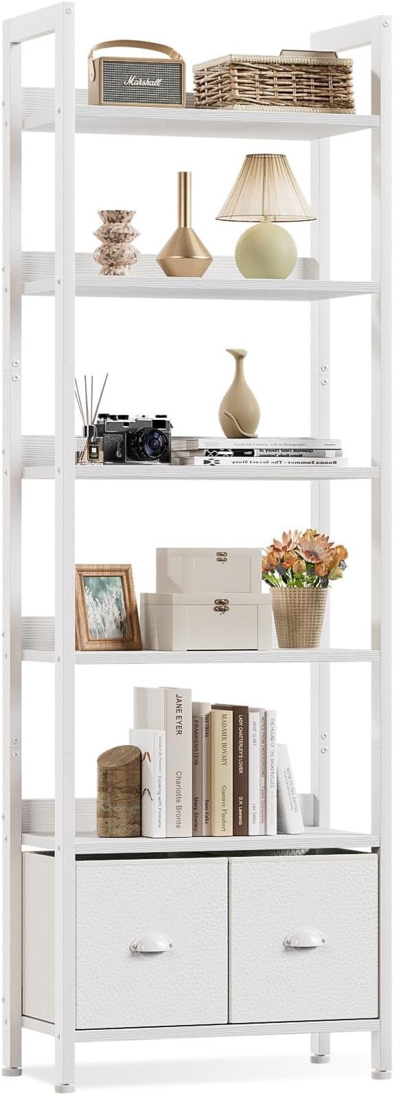 Furologee White 6 Tier Bookshelf by Furologee