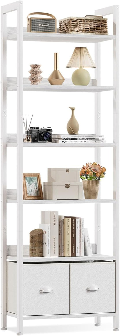 Furologee White 6 Tier Bookshelf by Furologee