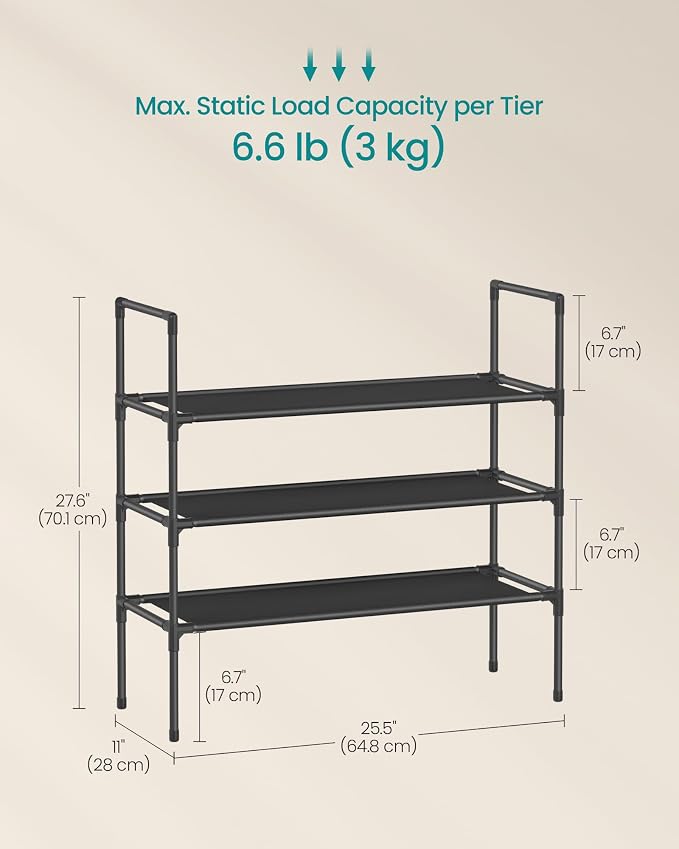 SONGMICS 3-Tier Shoe Rack, Shoe Storage - Image 3