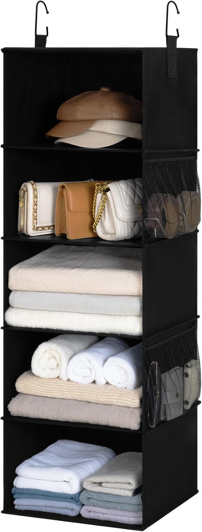 StorageWorks 5-Shelf Hanging Closet Organizers, Foldable Closet Storage by StorageWorks